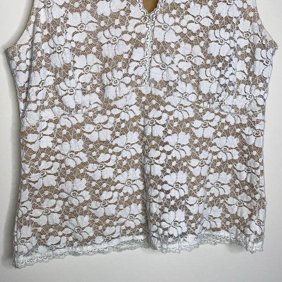 Kathleen Kirkwood Cream Beige Floral Lace Tank Top Cami Size Small - Picture 3 of 10